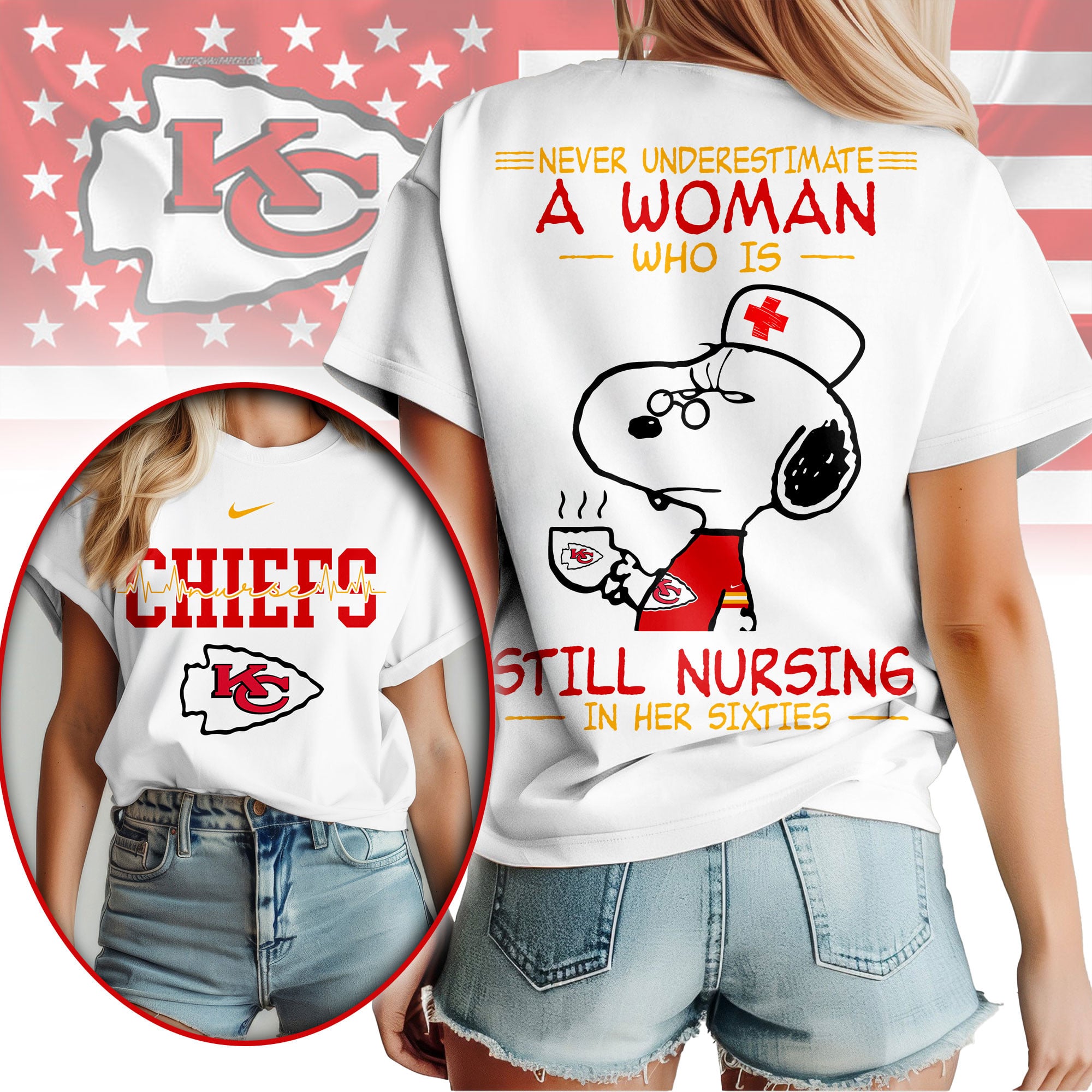 Kansas City Chiefs | Premium NFL Never Underestimate A Nurse Women Shirt