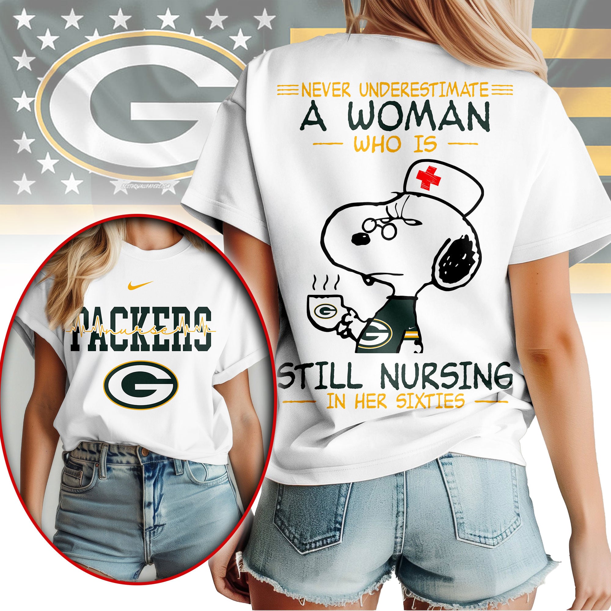 Green Bay Packers | Premium NFL Never Underestimate A Nurse Women Shirt