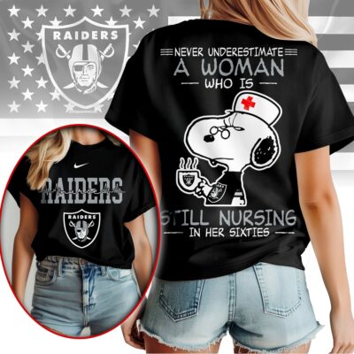 Las Vegas Raiders | Premium NFL Never Underestimate A Nurse Women Shirt