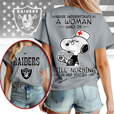 Las Vegas Raiders | Premium NFL Never Underestimate A Nurse Women Shirt