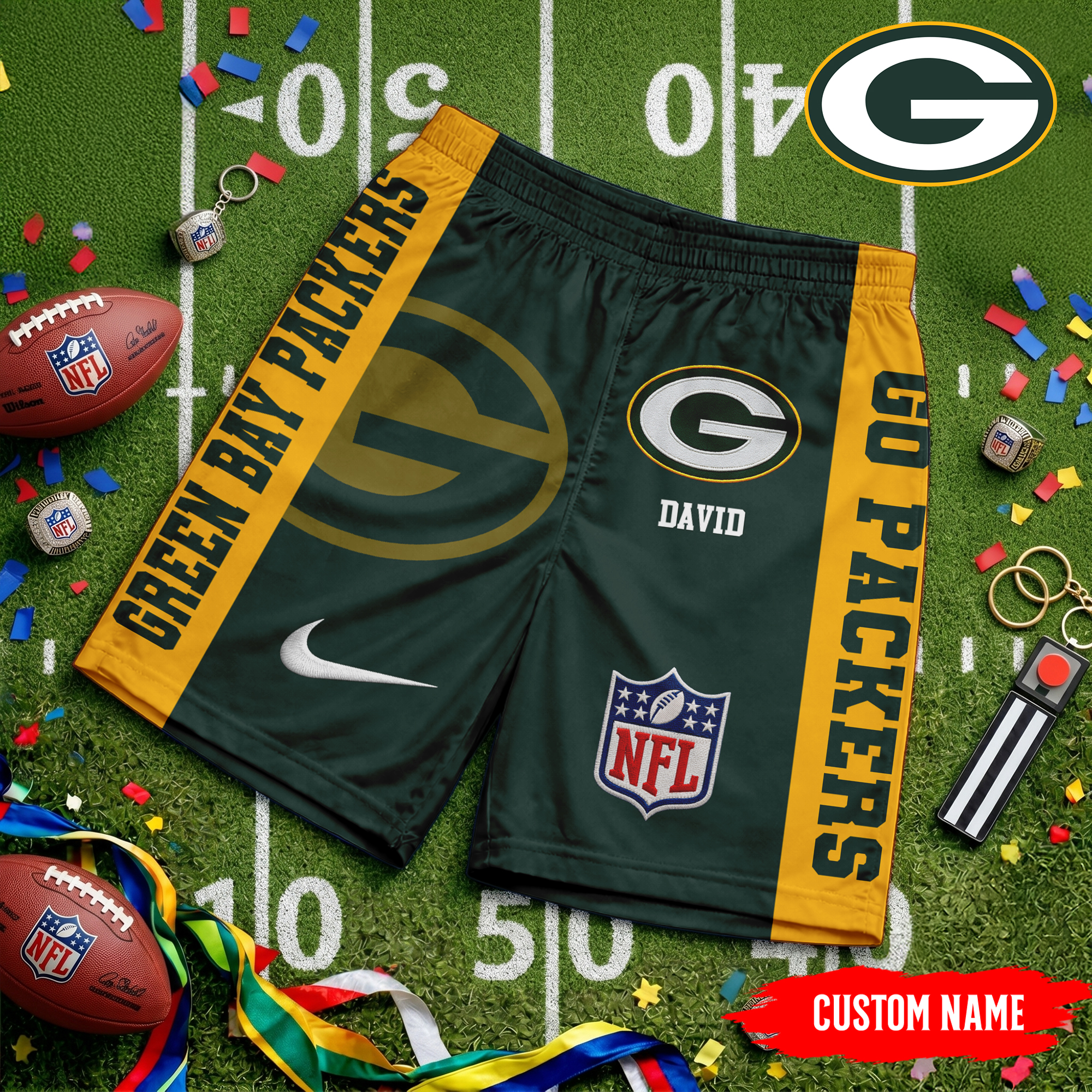 Green Bay Packers | Premium NFL Game Day Personalized Shorts