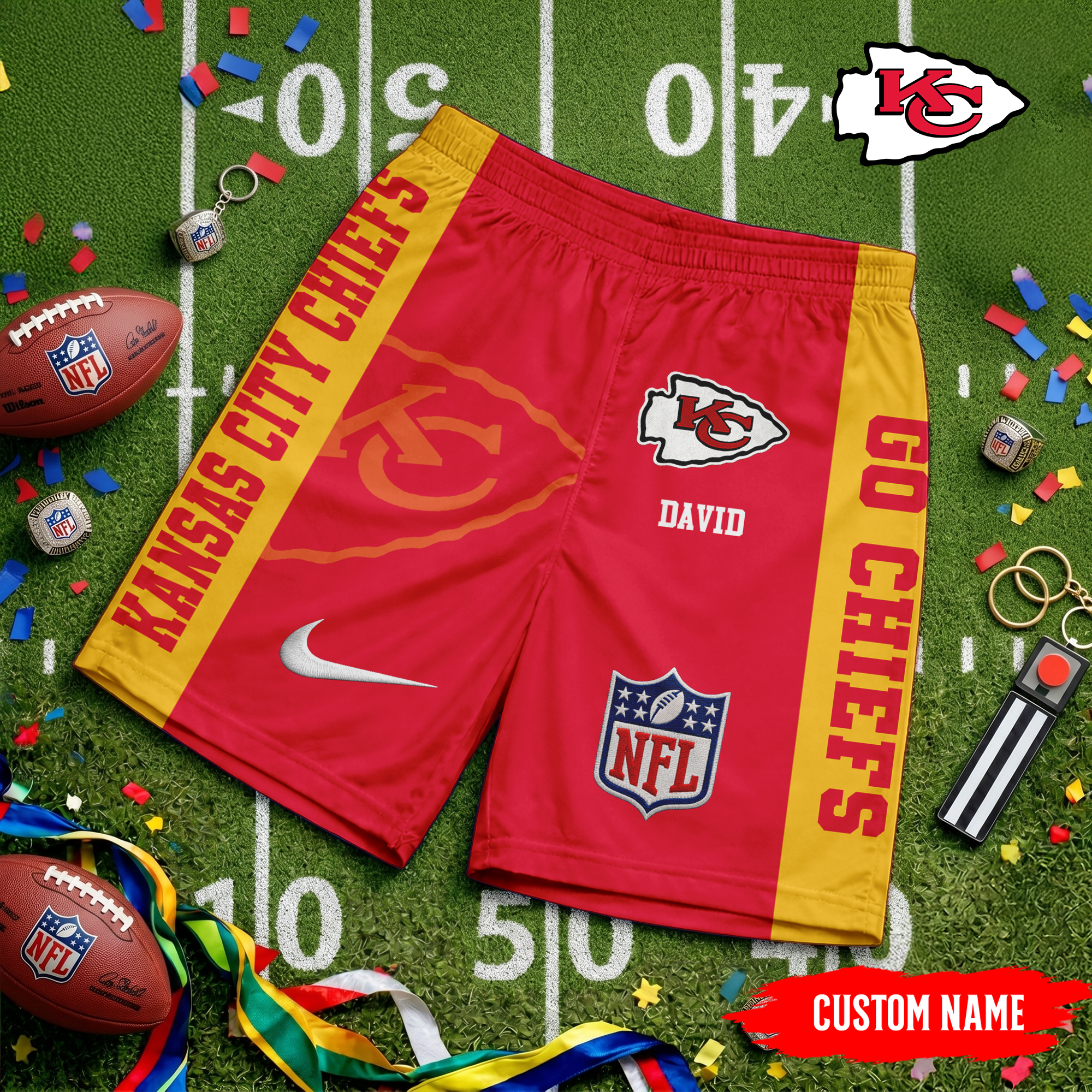 Kansas City Chiefs | Premium NFL Game Day Personalized Shorts