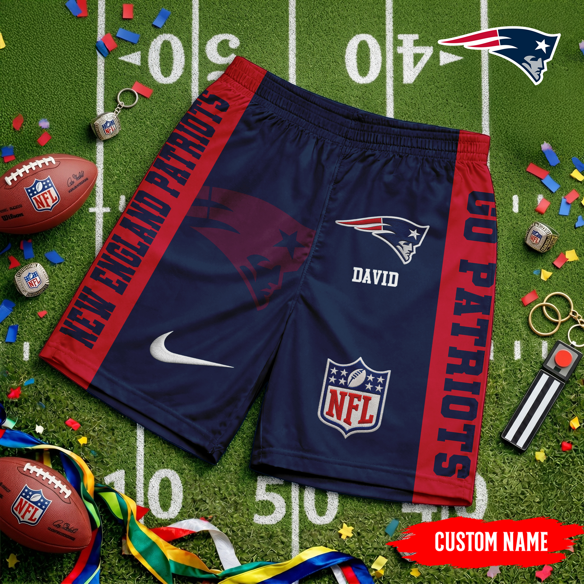 New England Patriots | Premium NFL Game Day Personalized Shorts