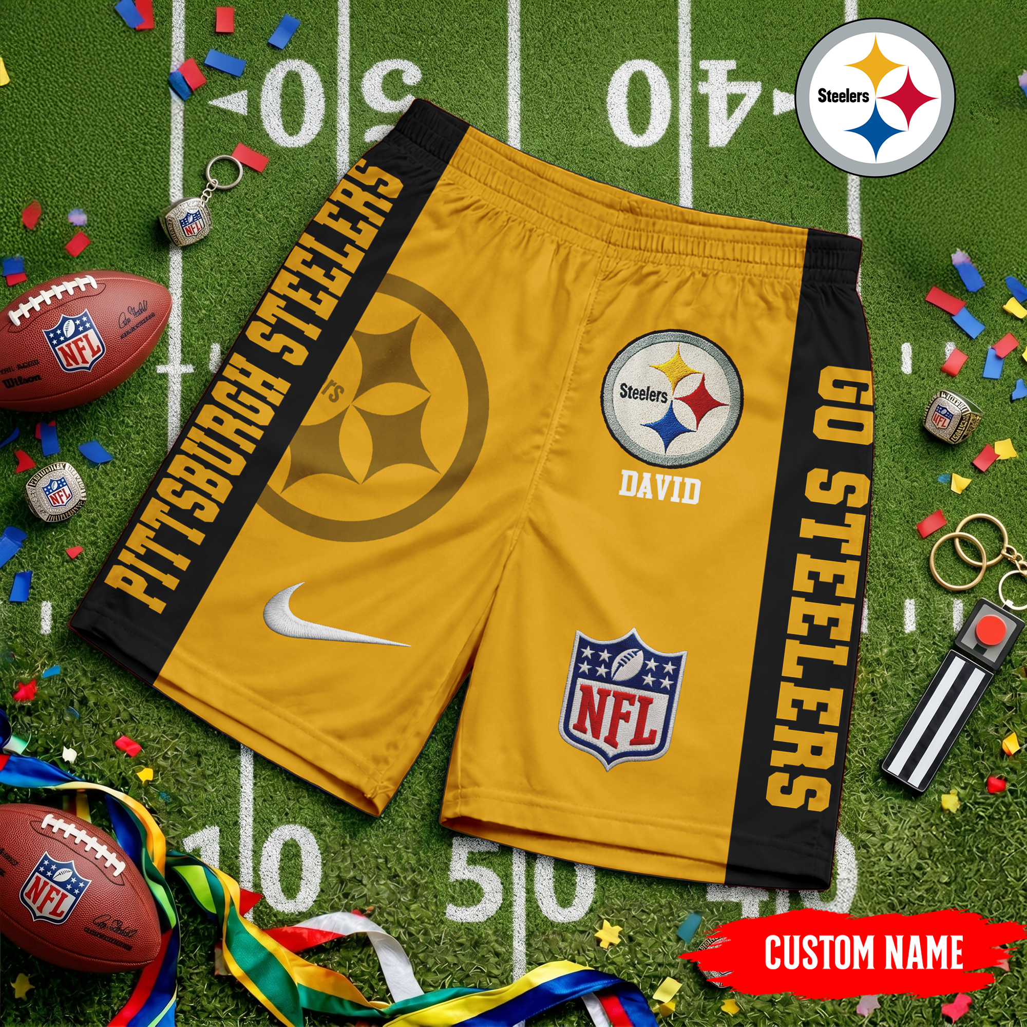 Pittsburgh Steelers | Premium NFL Game Day Personalized Shorts