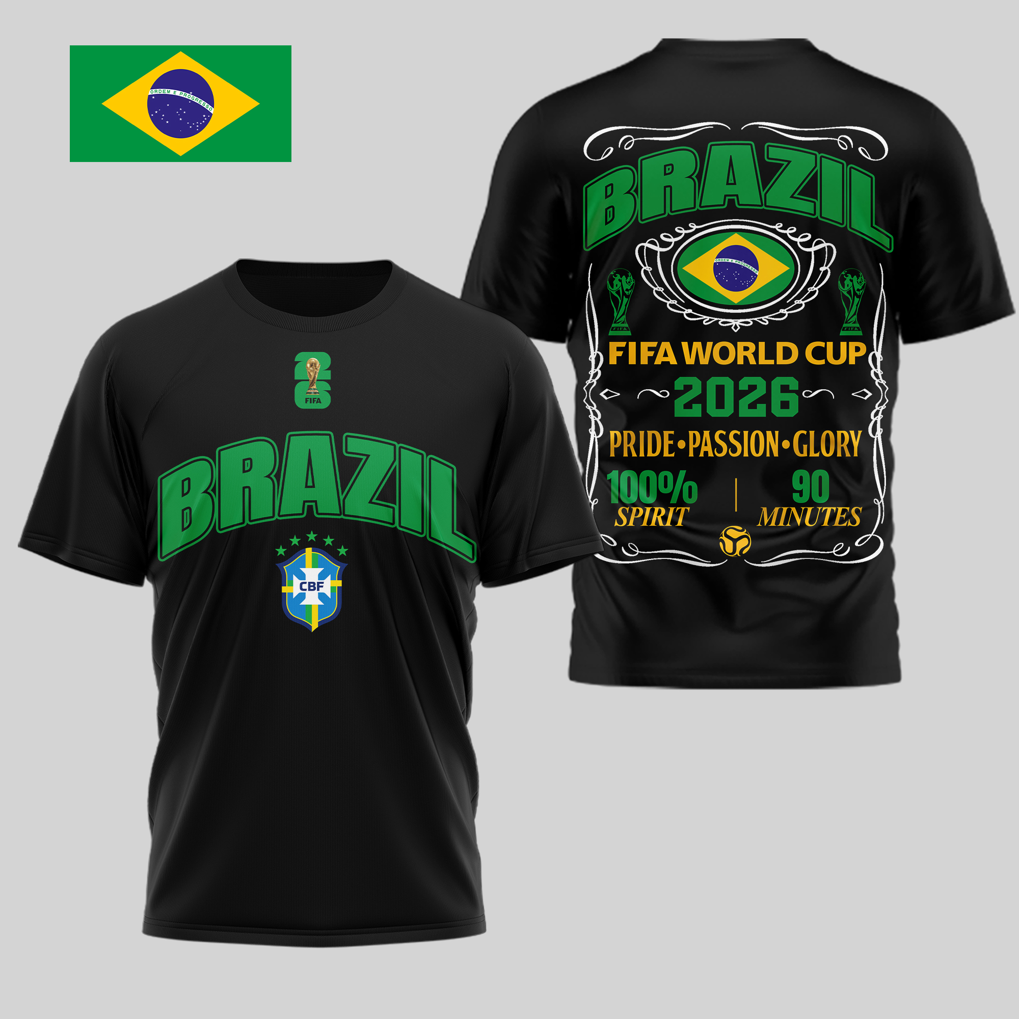 Brazil | Premium WC26 Pride Passion Glory 3D Shirt - Image 2