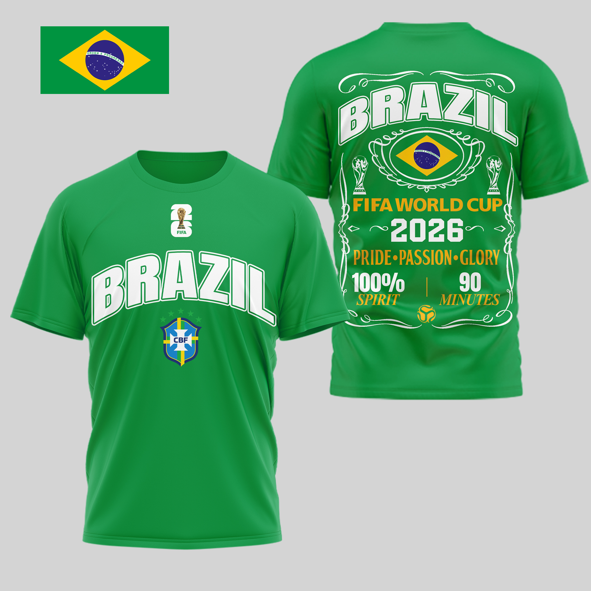 Brazil | Premium WC26 Pride Passion Glory 3D Shirt - Image 3