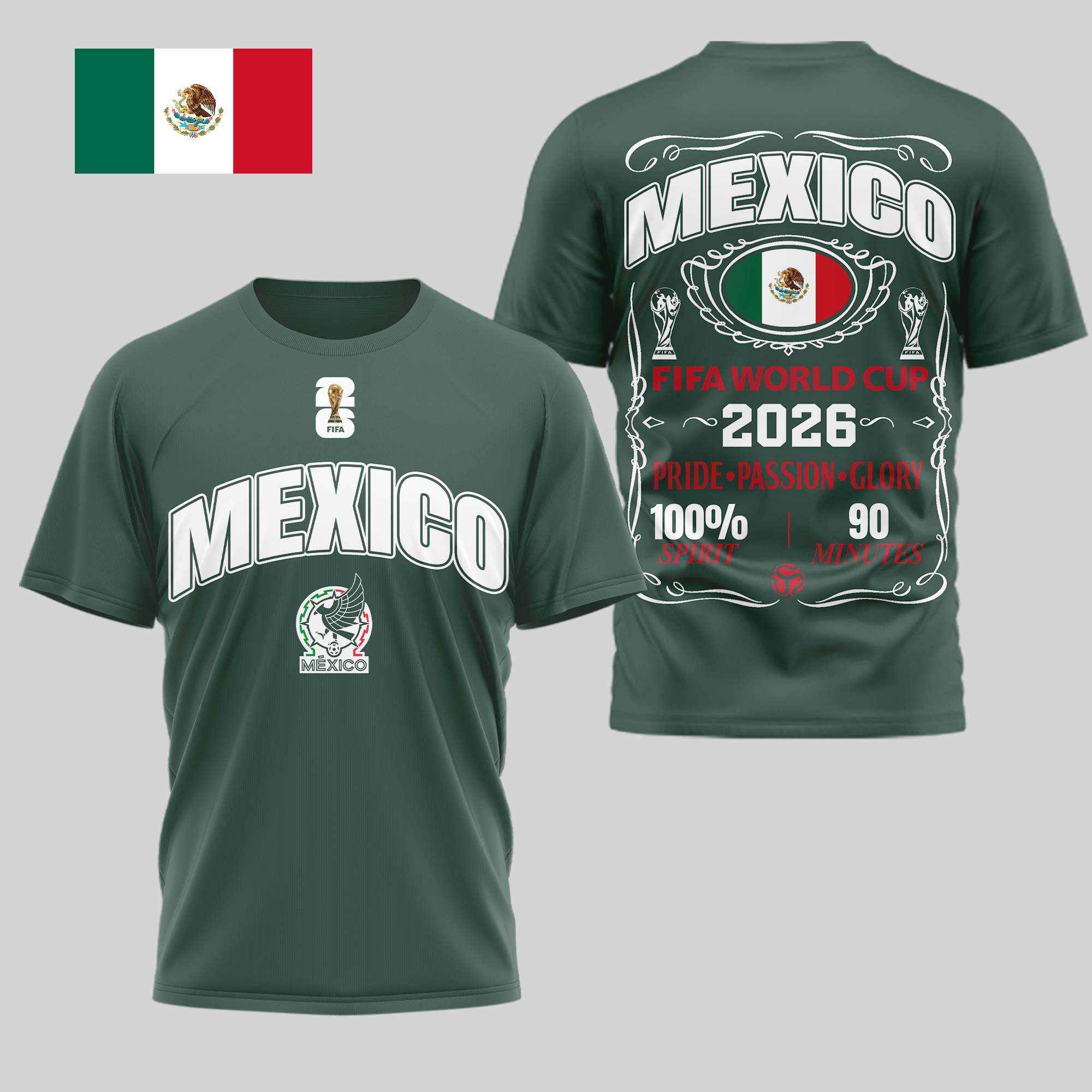 Mexico | Premium WC26 Pride Passion Glory 3D Shirt - Image 3