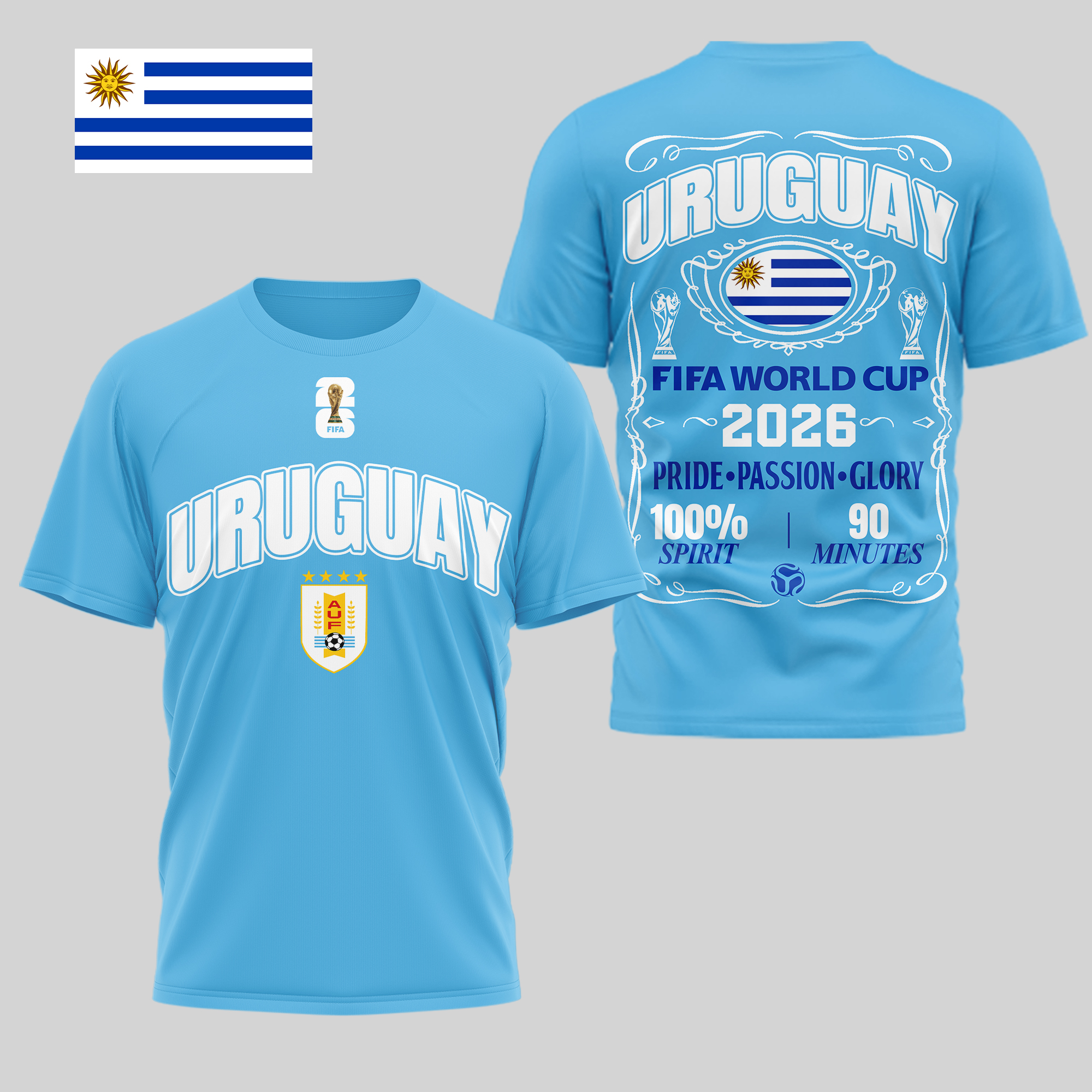 Uruguay | Premium WC26 Pride Passion Glory 3D Shirt - Image 3