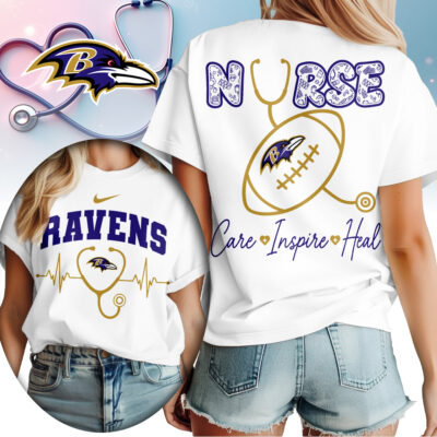 Baltimore Ravens | Premium NFL Nurse Care Inspire Heal Women Shirt