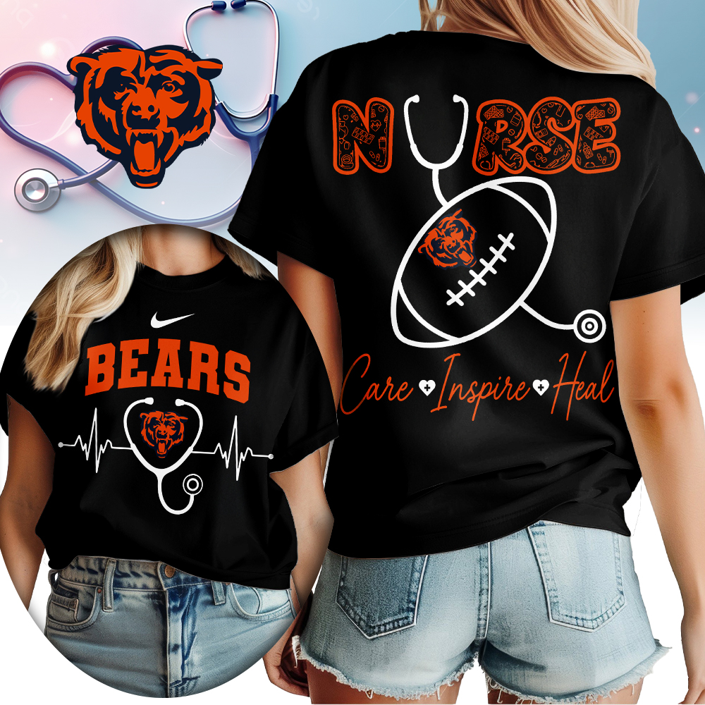 Chicago Bears | Premium NFL Nurse Care Inspire Heal Women Shirt - Image 2