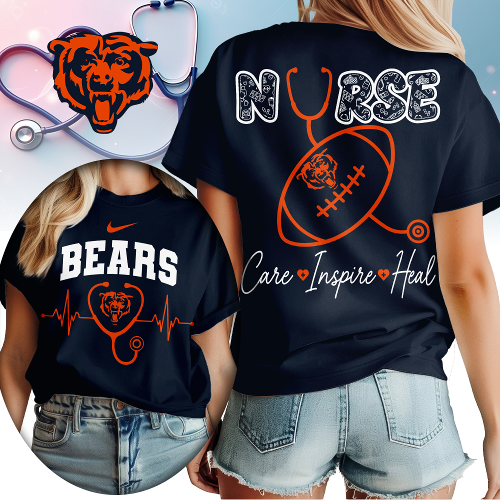 Chicago Bears | Premium NFL Nurse Care Inspire Heal Women Shirt - Image 3