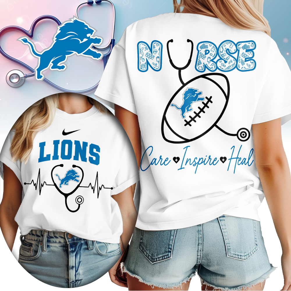 Detroit Lions | Premium NFL Nurse Care Inspire Heal Women Shirt