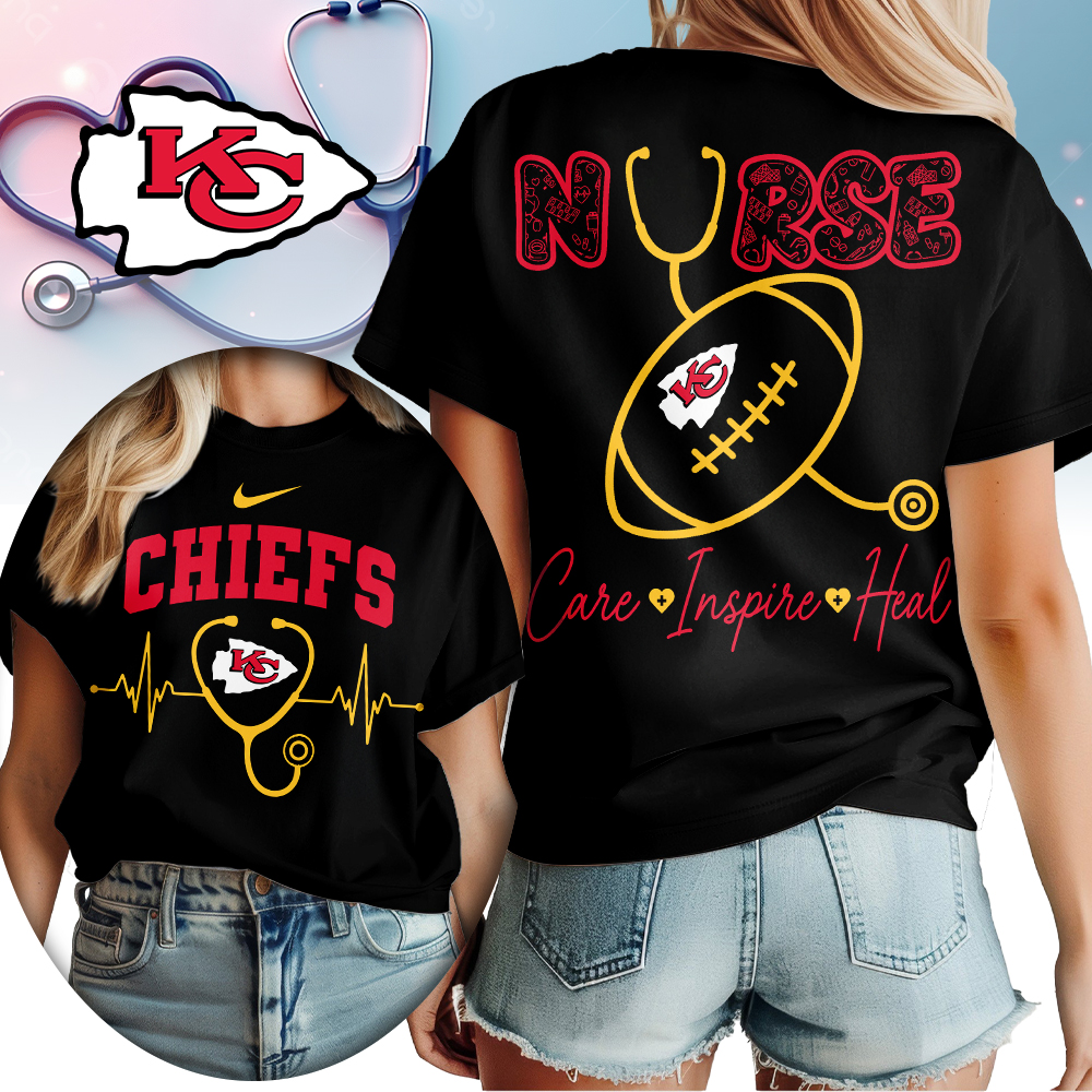 Kansas City Chiefs | Premium NFL Nurse Care Inspire Heal Women Shirt - Image 2