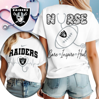 Las Vegas Raiders | Premium NFL Nurse Care Inspire Heal Women Shirt