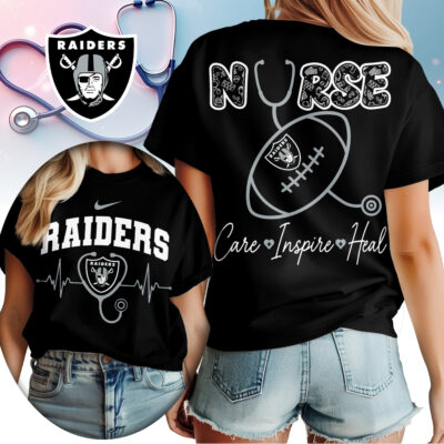 Las Vegas Raiders | Premium NFL Nurse Care Inspire Heal Women Shirt