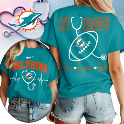 Miami Dolphins | Premium NFL Nurse Care Inspire Heal Women Shirt