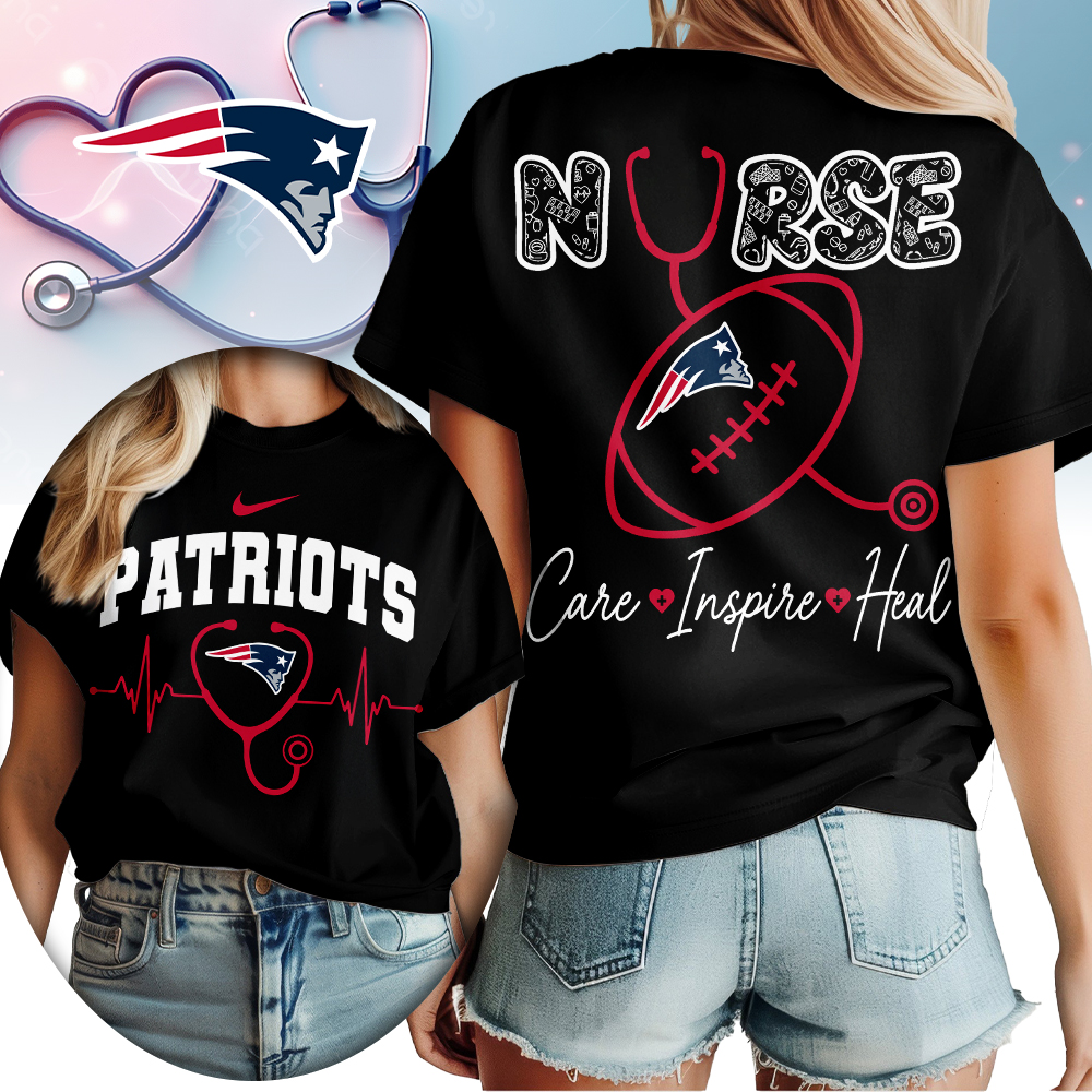 New England Patriots | Premium NFL Nurse Care Inspire Heal Women Shirt - Image 2