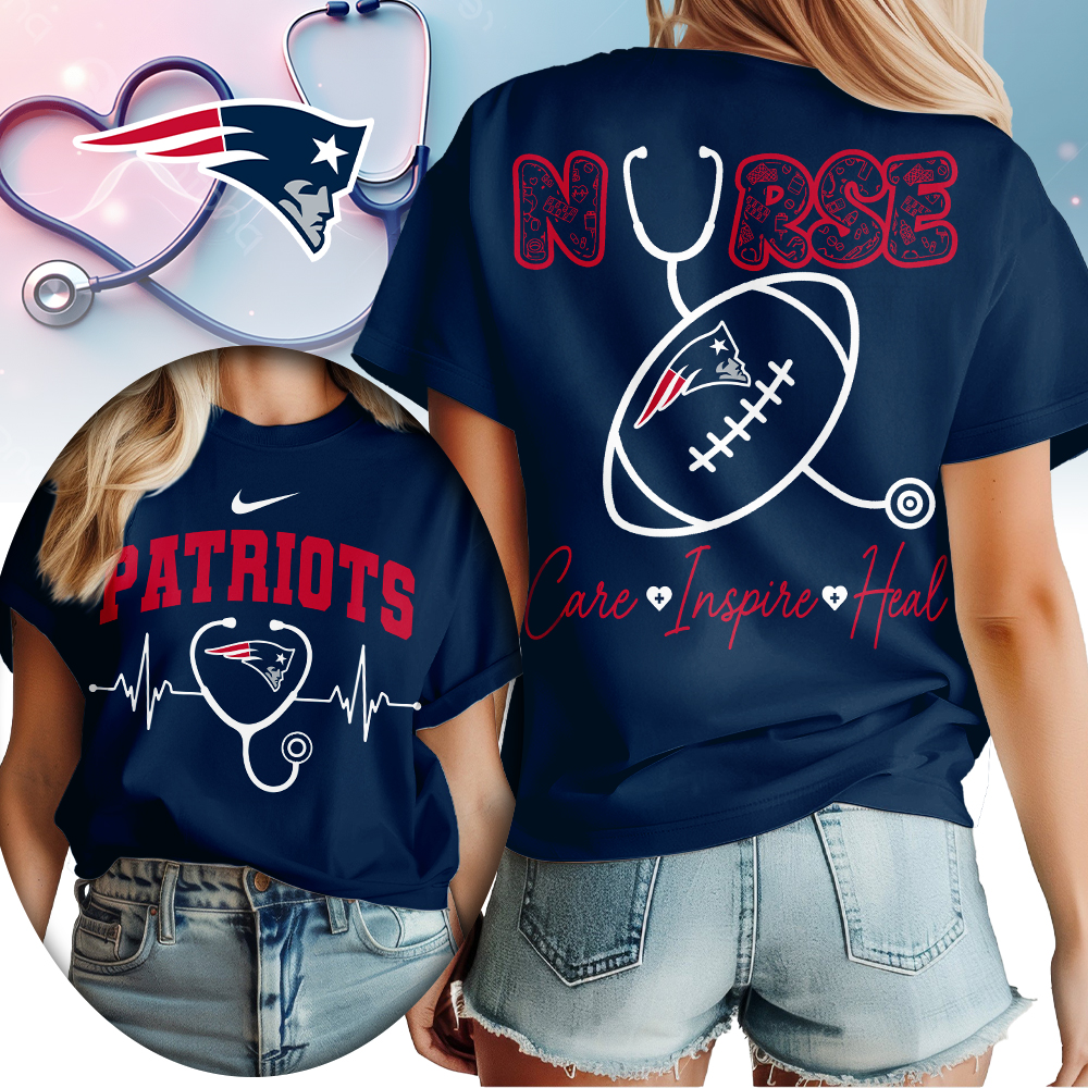 New England Patriots | Premium NFL Nurse Care Inspire Heal Women Shirt - Image 3