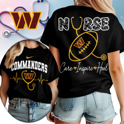 Alternative view of Washington Commanders | Premium NFL Nurse Care Inspire Heal Women Shirt