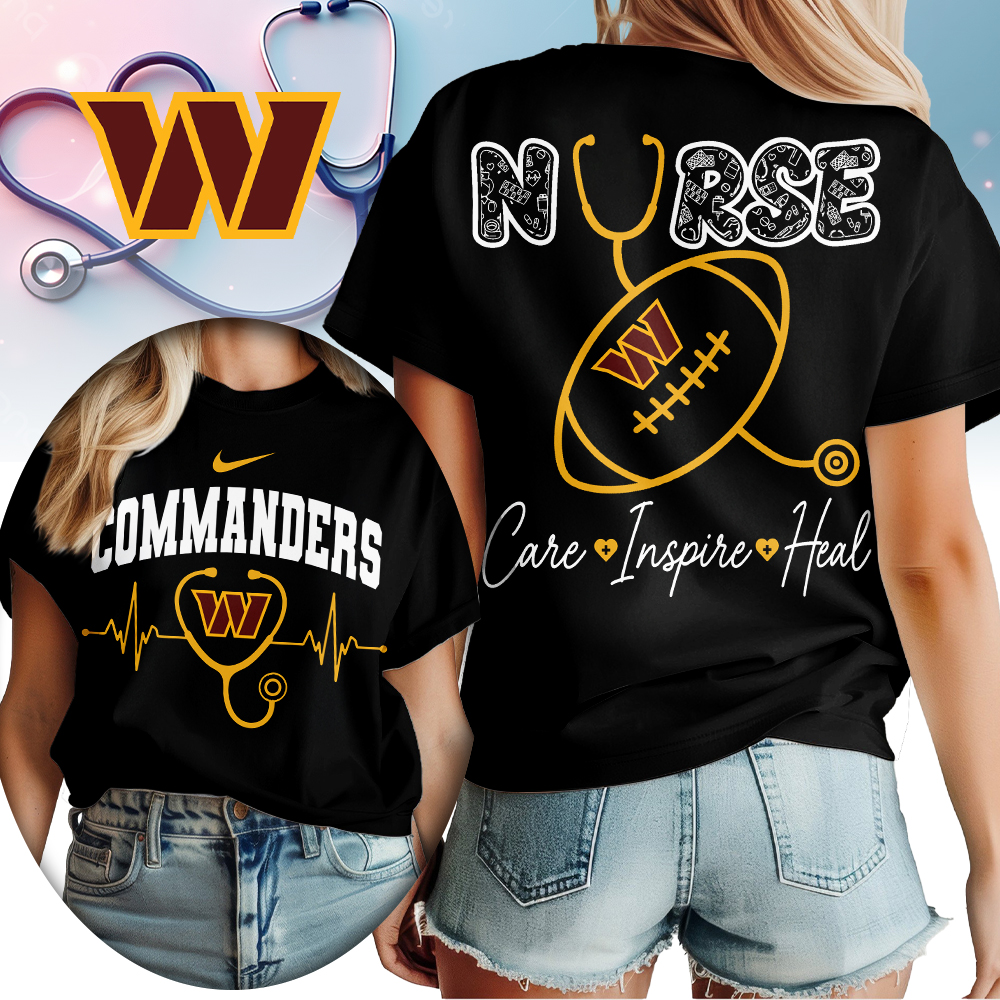 Washington Commanders | Premium NFL Nurse Care Inspire Heal Women Shirt - Image 2