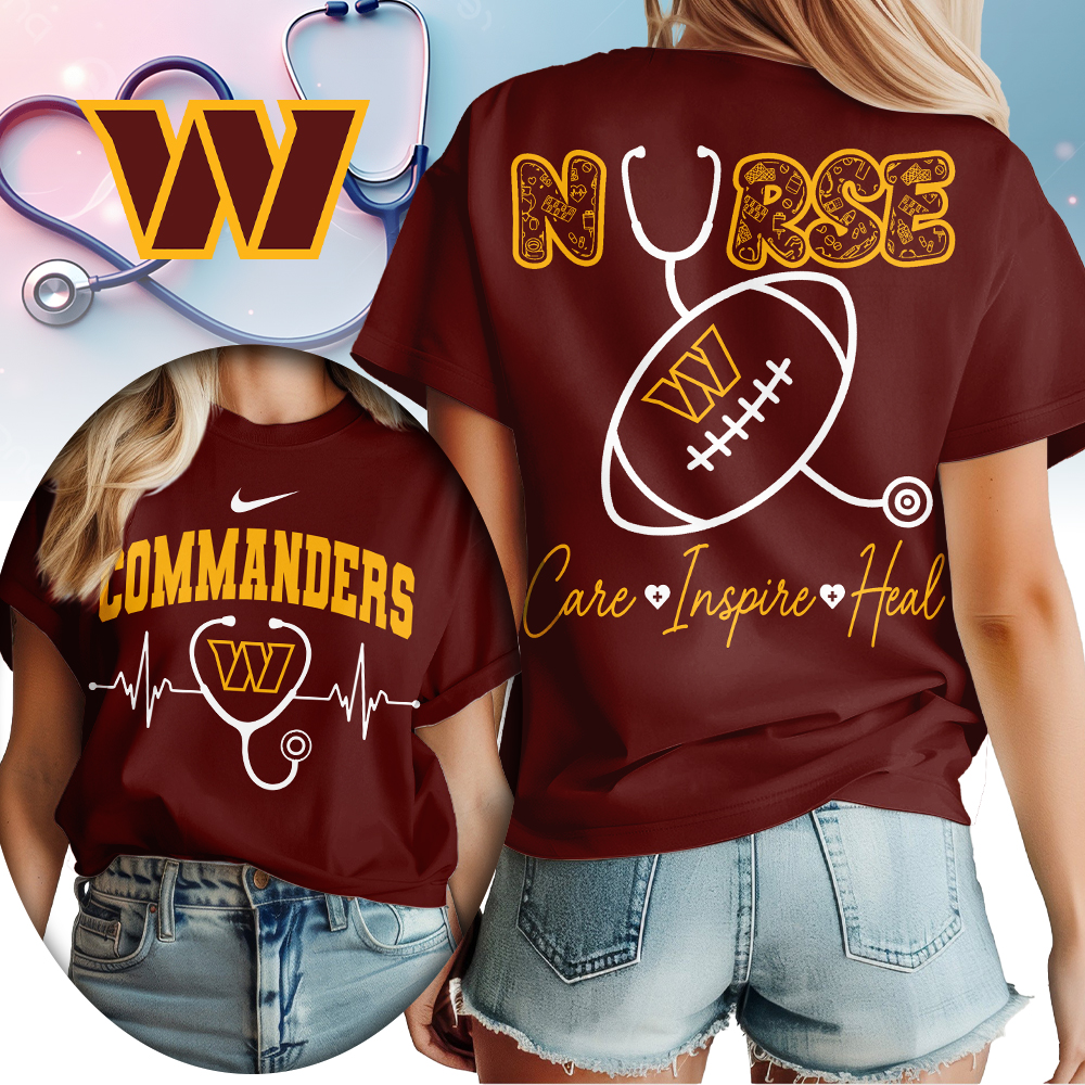 Washington Commanders | Premium NFL Nurse Care Inspire Heal Women Shirt - Image 3