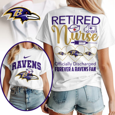 Baltimore Ravens | Premium NFL Retired Nurse Officially Discharged Women Shirt