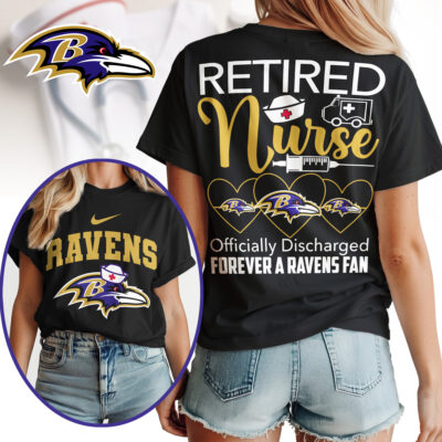 Baltimore Ravens | Premium NFL Retired Nurse Officially Discharged Women Shirt