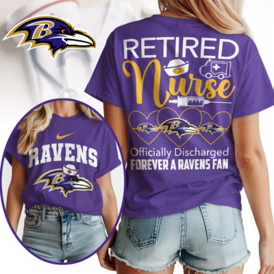 Baltimore Ravens | Premium NFL Retired Nurse Officially Discharged Women Shirt