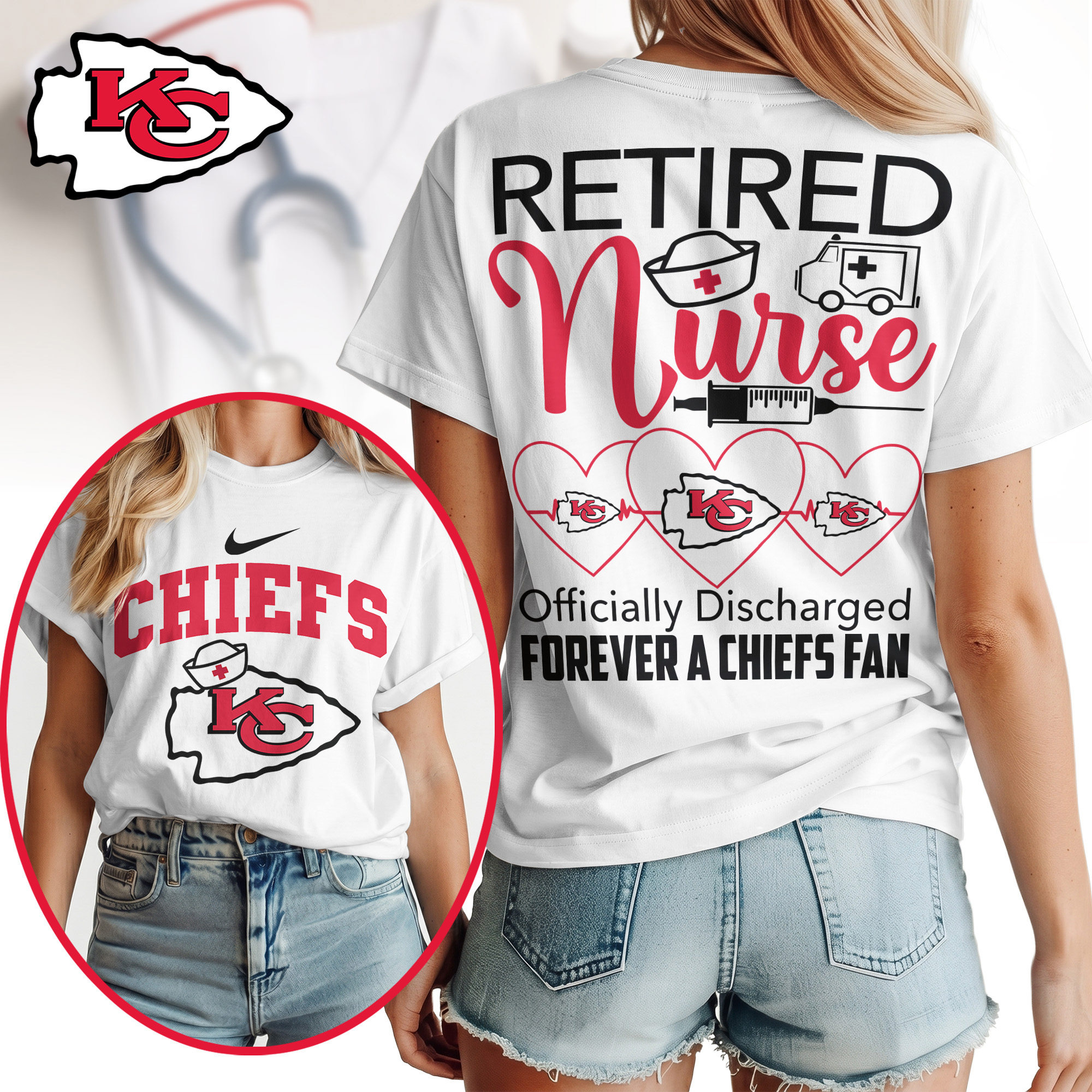 Kansas City Chiefs | Premium NFL Retired Nurse Officially Discharged Women Shirt