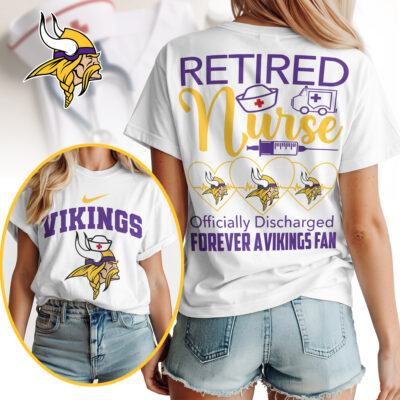 Minnesota Vikings | Premium NFL Retired Nurse Officially Discharged Women Shirt