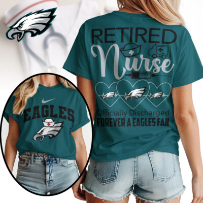 Philadelphia Eagles | Premium NFL Retired Nurse Officially Discharged Women Shirt