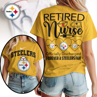 Pittsburgh Steelers | Premium NFL Retired Nurse Officially Discharged Women Shirt