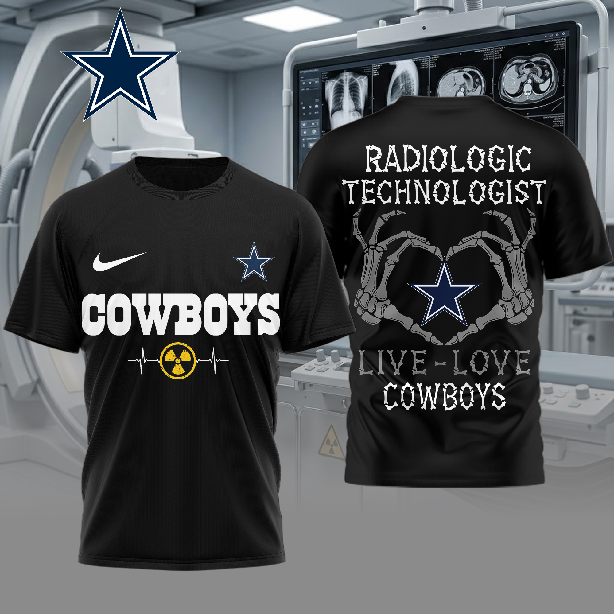 Dallas Cowboys | Premium NFL Radiology Technologist Game Day 3D Shirt - Image 2