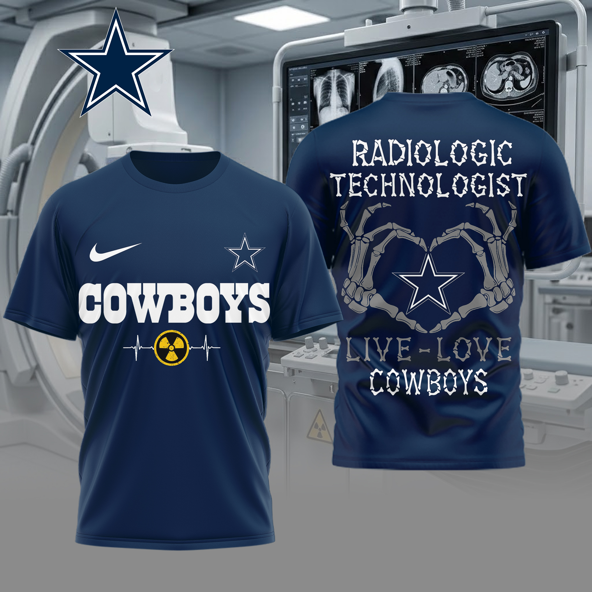 Dallas Cowboys | Premium NFL Radiology Technologist Game Day 3D Shirt - Image 3