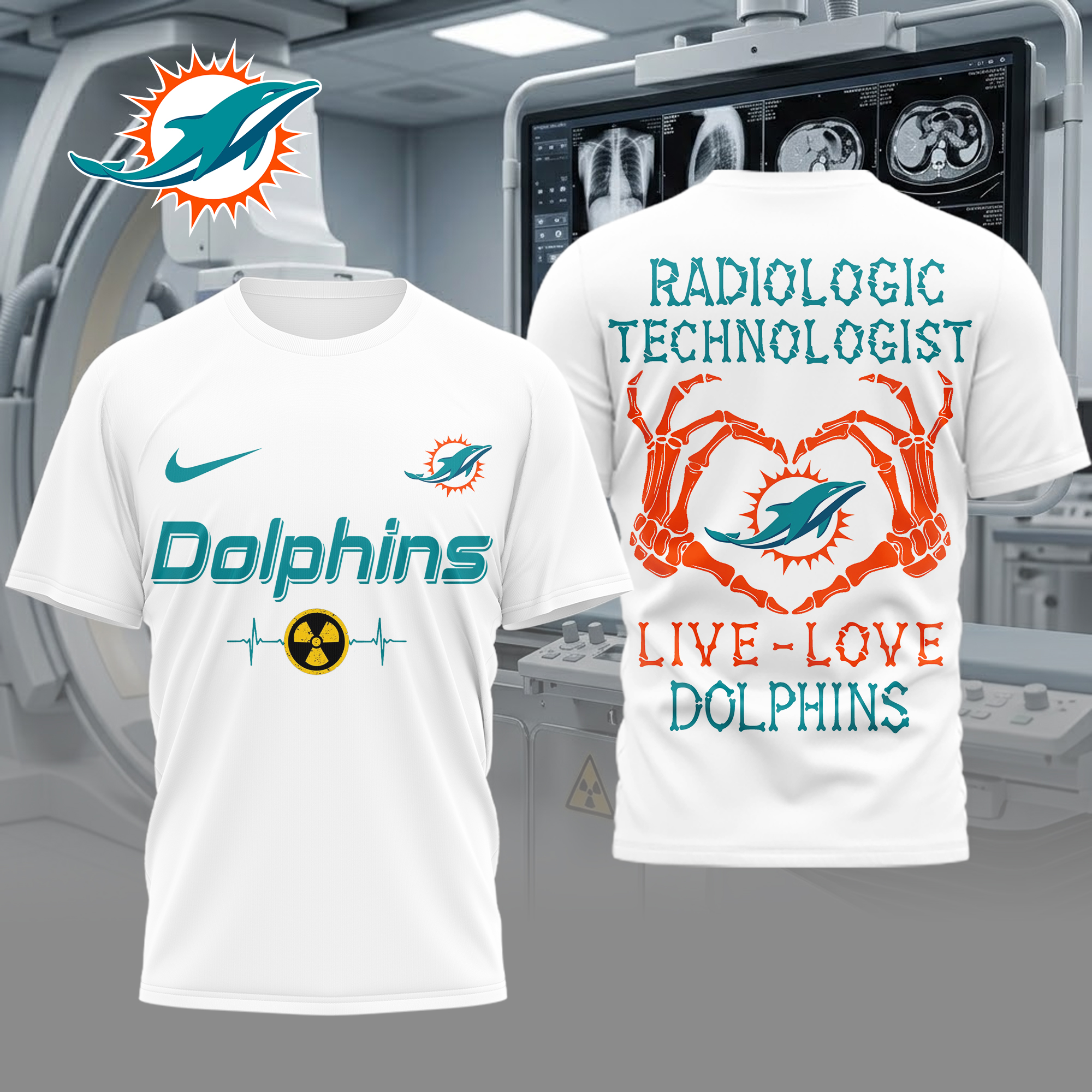 Miami Dolphins | Premium NFL Radiology Technologist Game Day 3D Shirt