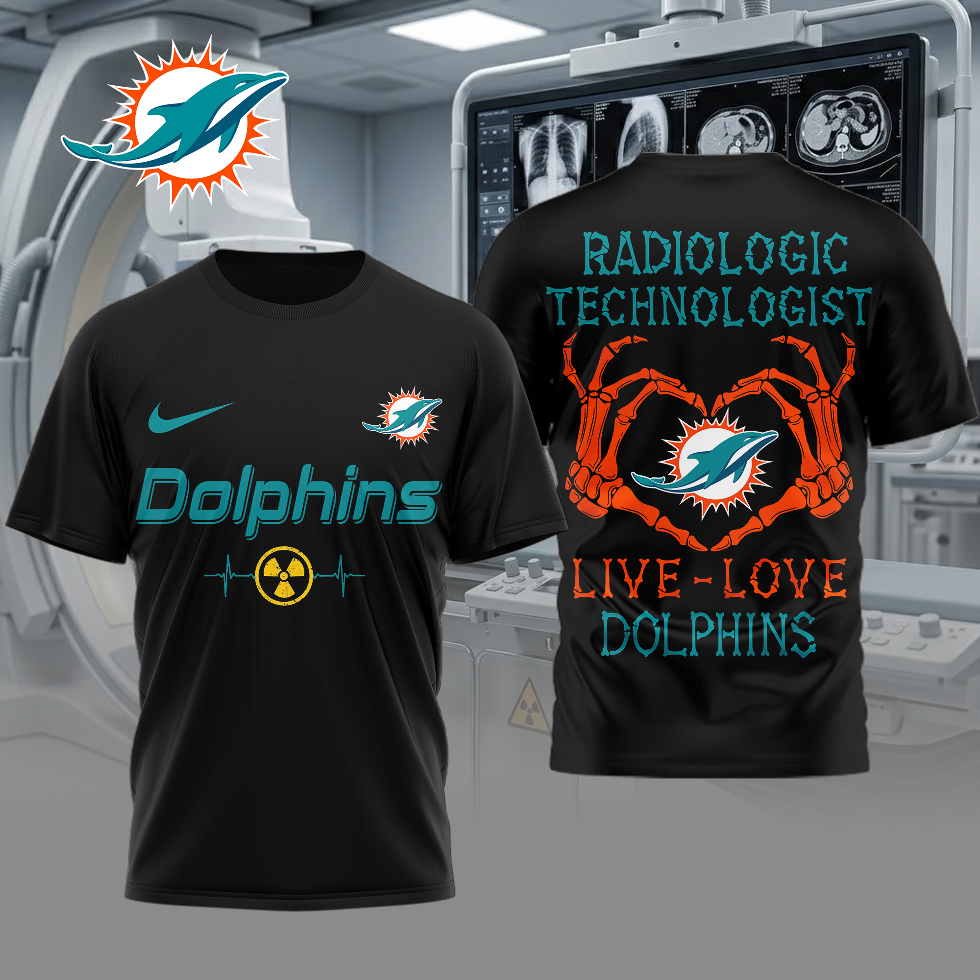 Miami Dolphins | Premium NFL Radiology Technologist Game Day 3D Shirt - Image 2