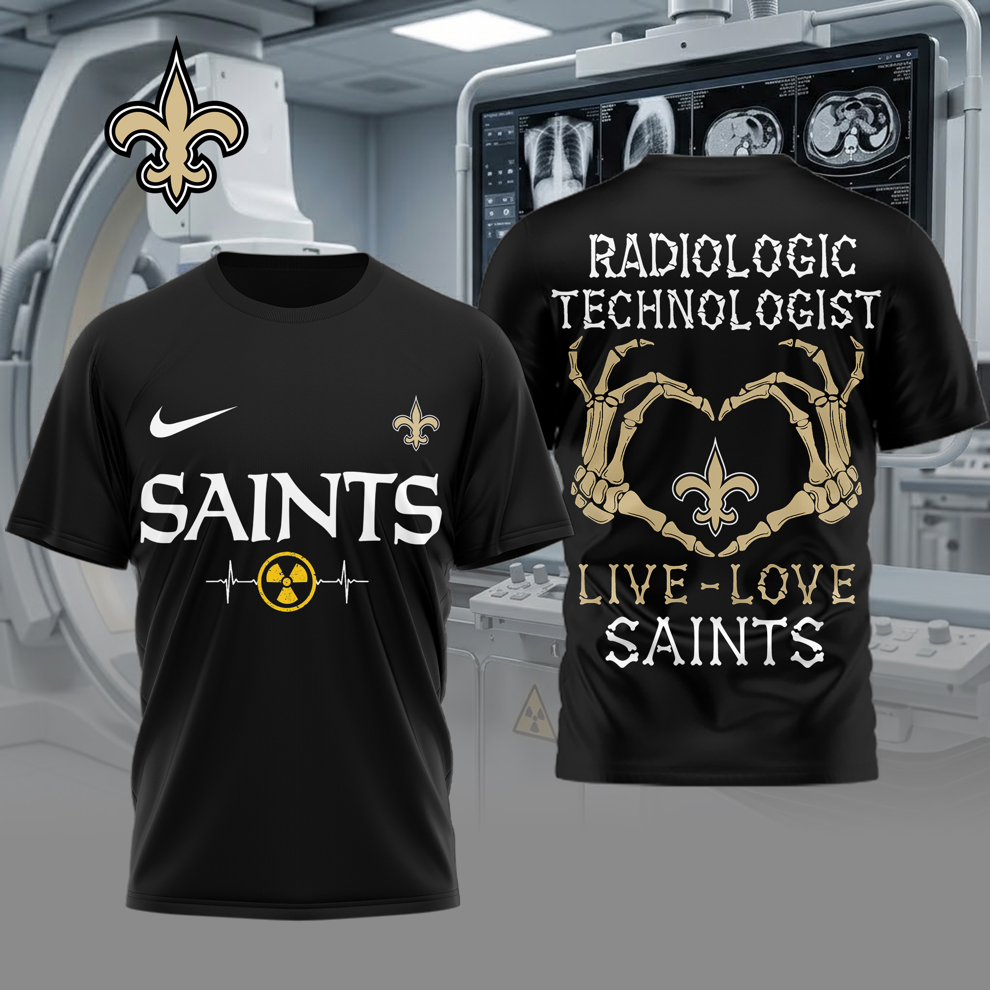 New Orleans Saints | Premium NFL Radiology Technologist Game Day 3D Shirt - Image 2