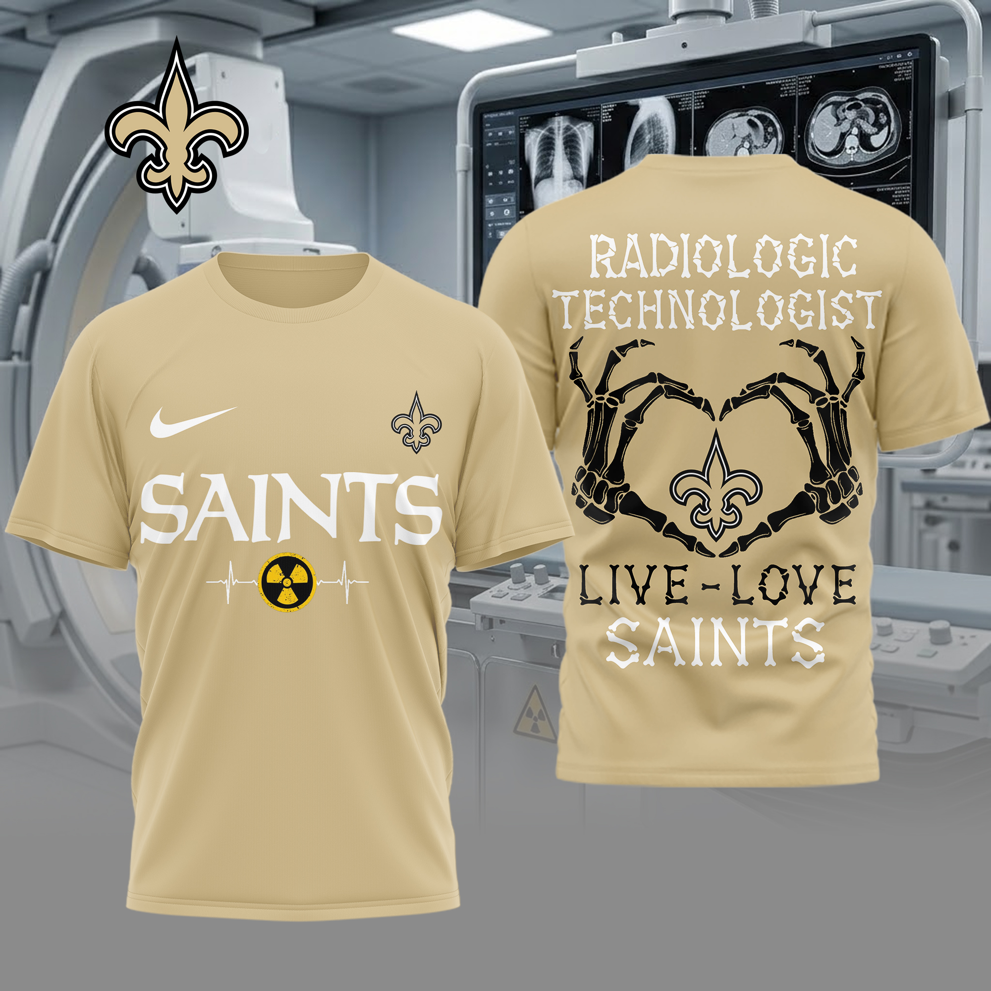 New Orleans Saints | Premium NFL Radiology Technologist Game Day 3D Shirt - Image 3
