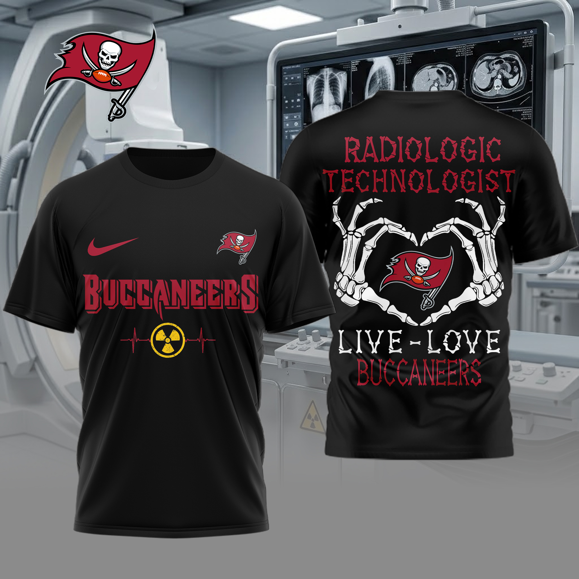 Tampa Bay Buccaneers | Premium NFL Radiology Technologist Game Day 3D Shirt - Image 2