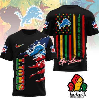 Detroit Lions | Premium NFL Juneteenth Freedom 3D Shirt