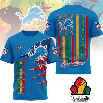 Detroit Lions | Premium NFL Juneteenth Freedom 3D Shirt