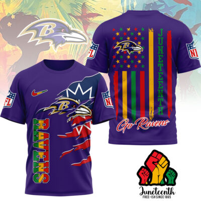 Baltimore Ravens | Premium NFL Juneteenth Freedom 3D Shirt