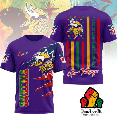 Minnesota Vikings | Premium NFL Juneteenth Freedom 3D Shirt