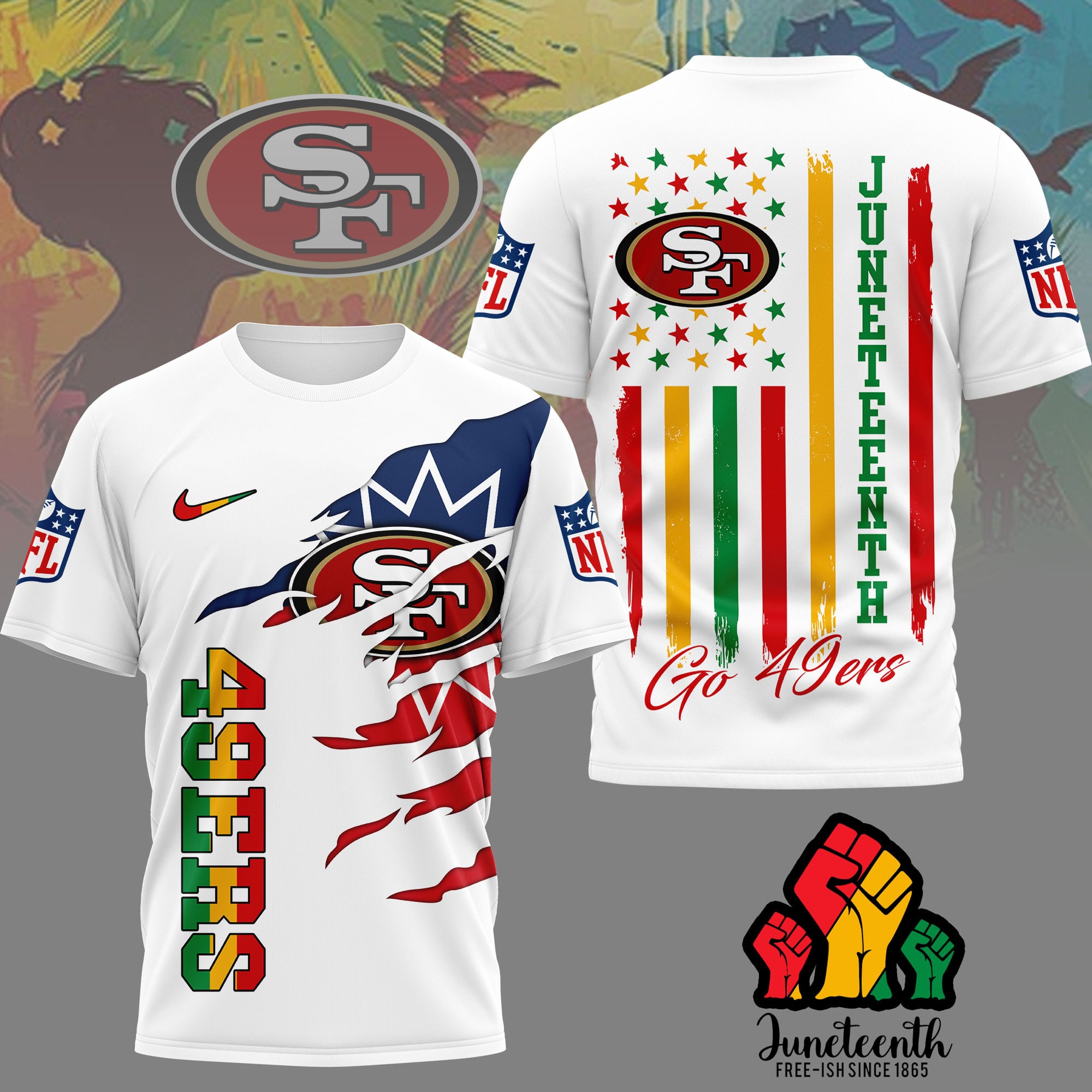San Francisco 49ers | Premium NFL Juneteenth Freedom 3D Shirt