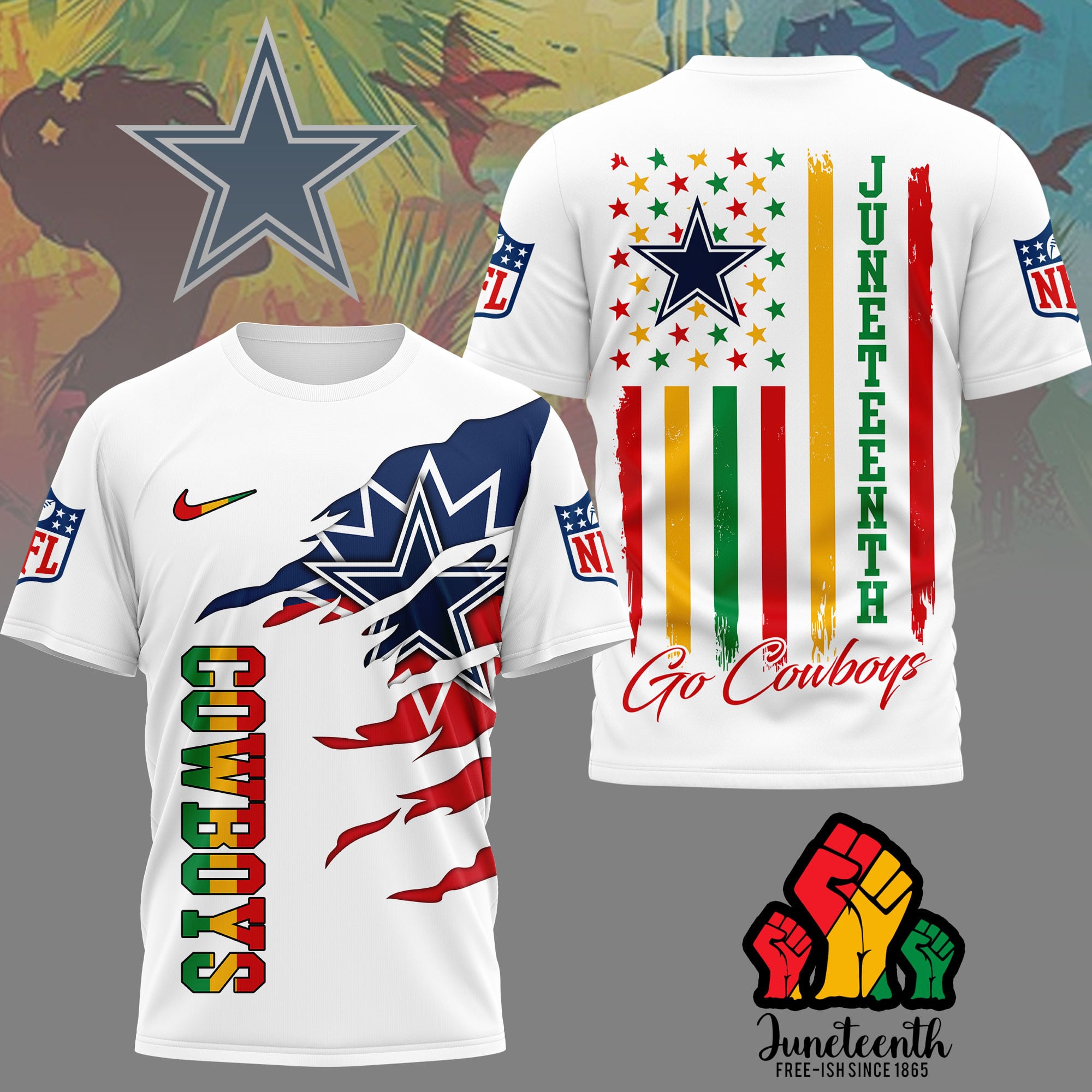 Dallas Cowboys | Premium NFL Juneteenth Freedom 3D Shirt