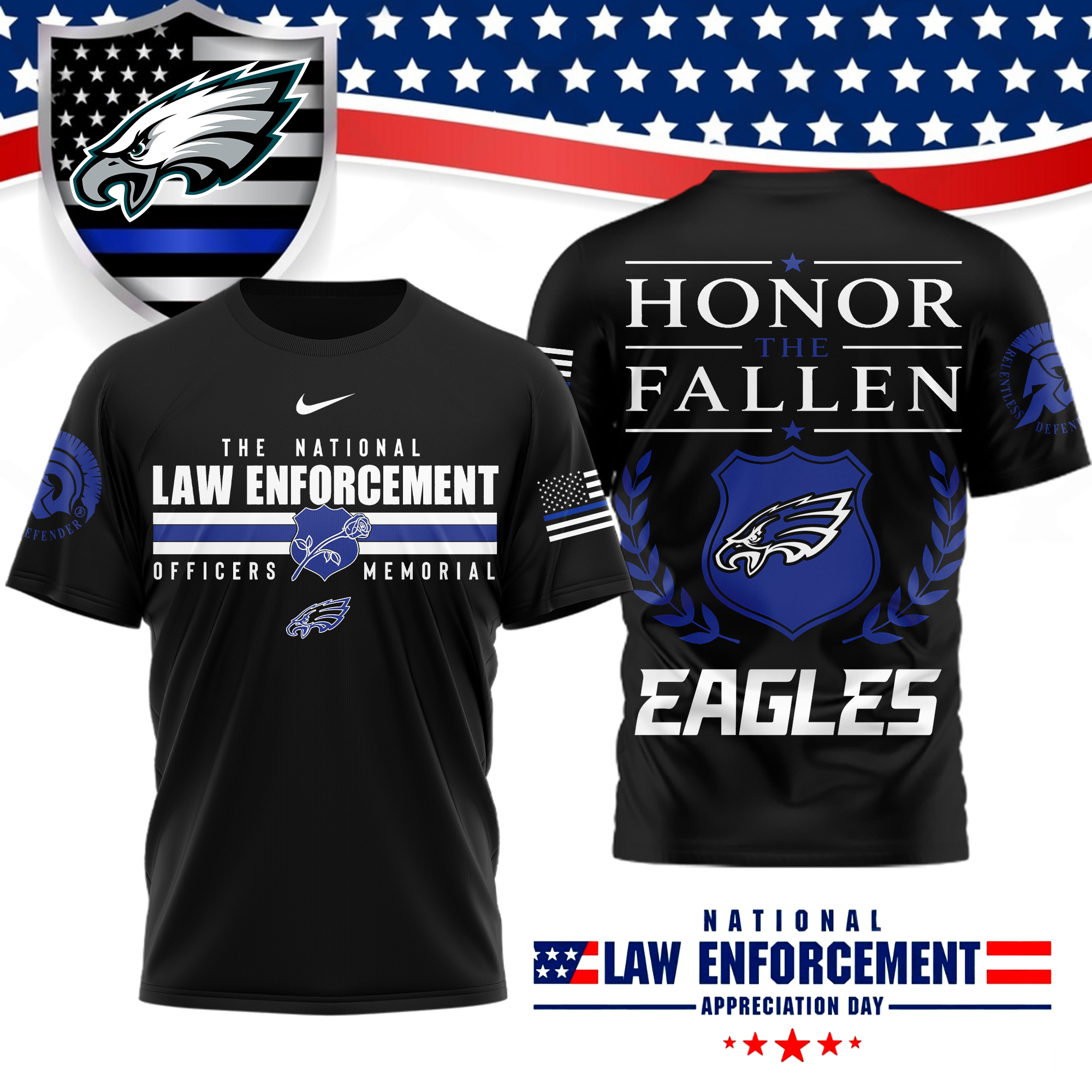 Philadelphia Eagles | Premium NFL The National Law Enforcement 3D Shirt