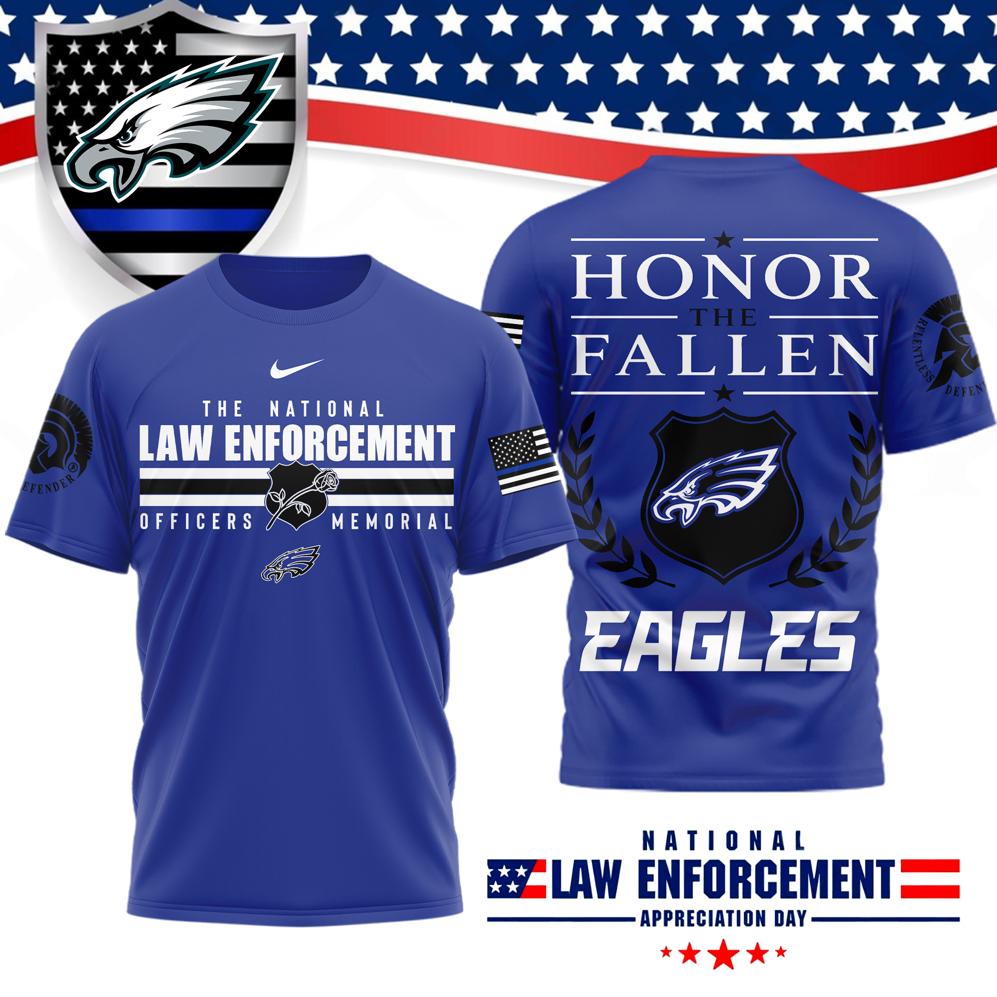 Philadelphia Eagles | Premium NFL The National Law Enforcement 3D Shirt - Image 2