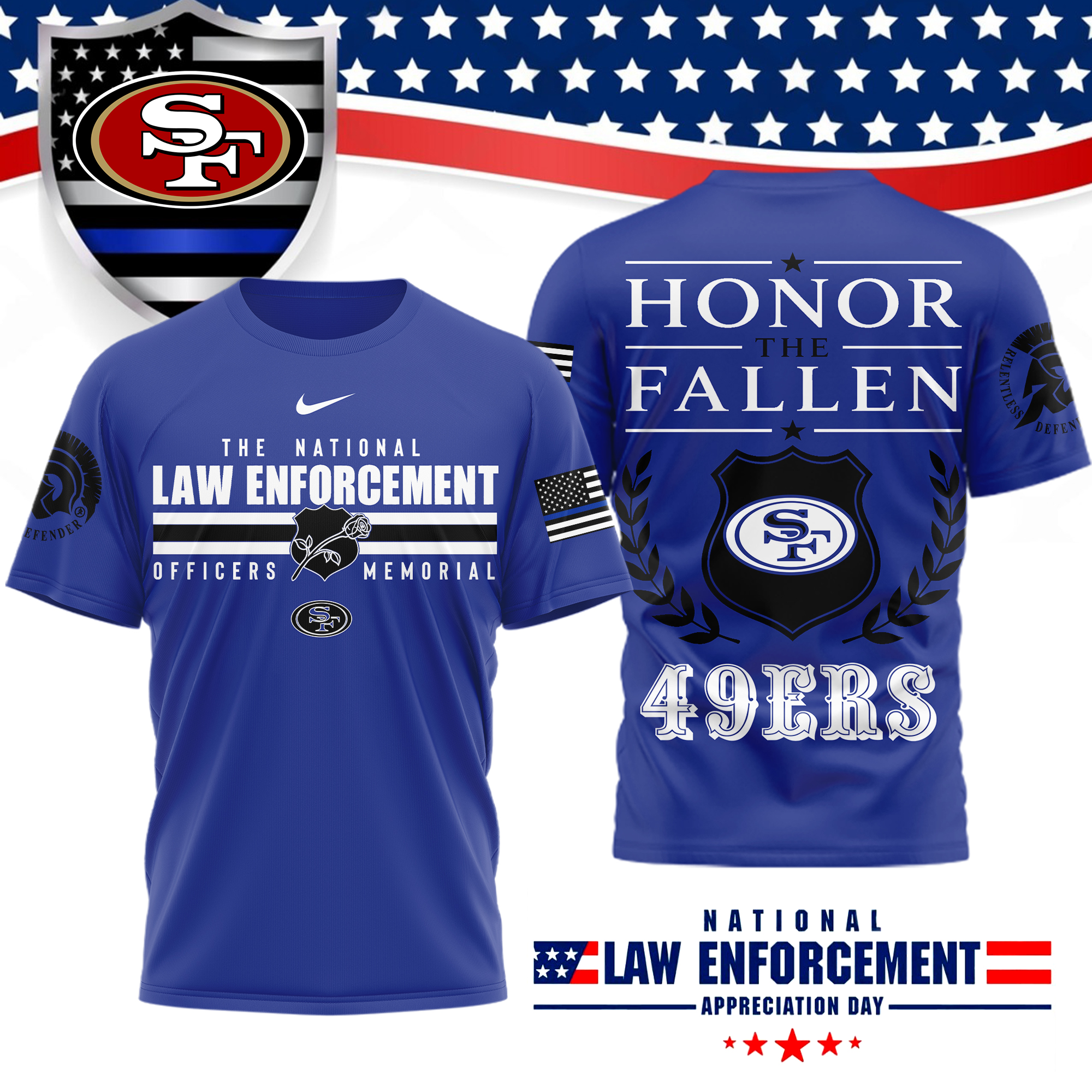 San Francisco 49ers | Premium NFL The National Law Enforcement 3D Shirt - Image 2