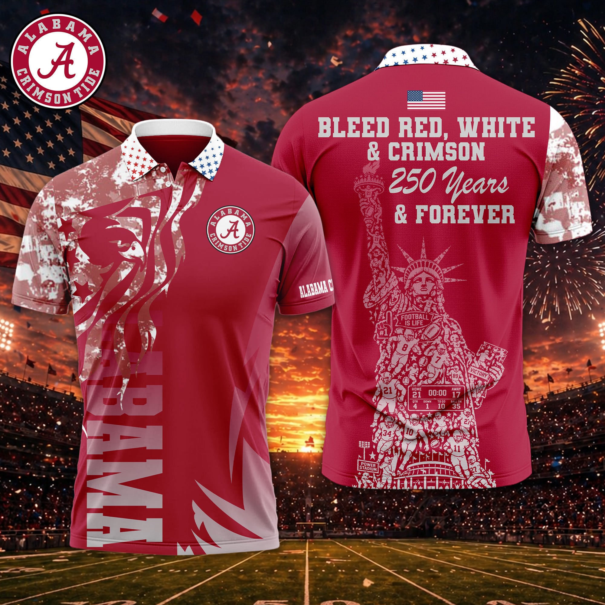 Alabama Crimson Tide | Premium NCAA Independance Day Polo