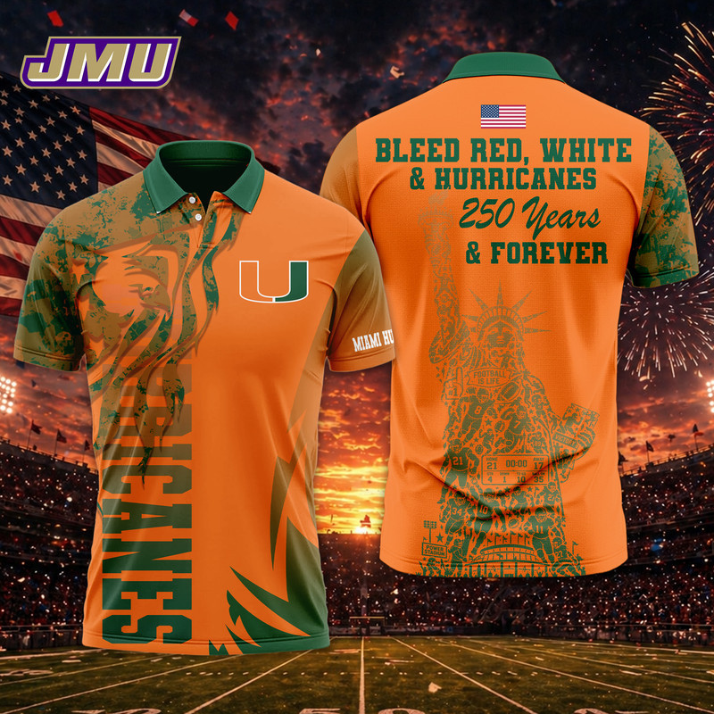 Miami Hurricanes | Premium NCAA Independance Day Polo